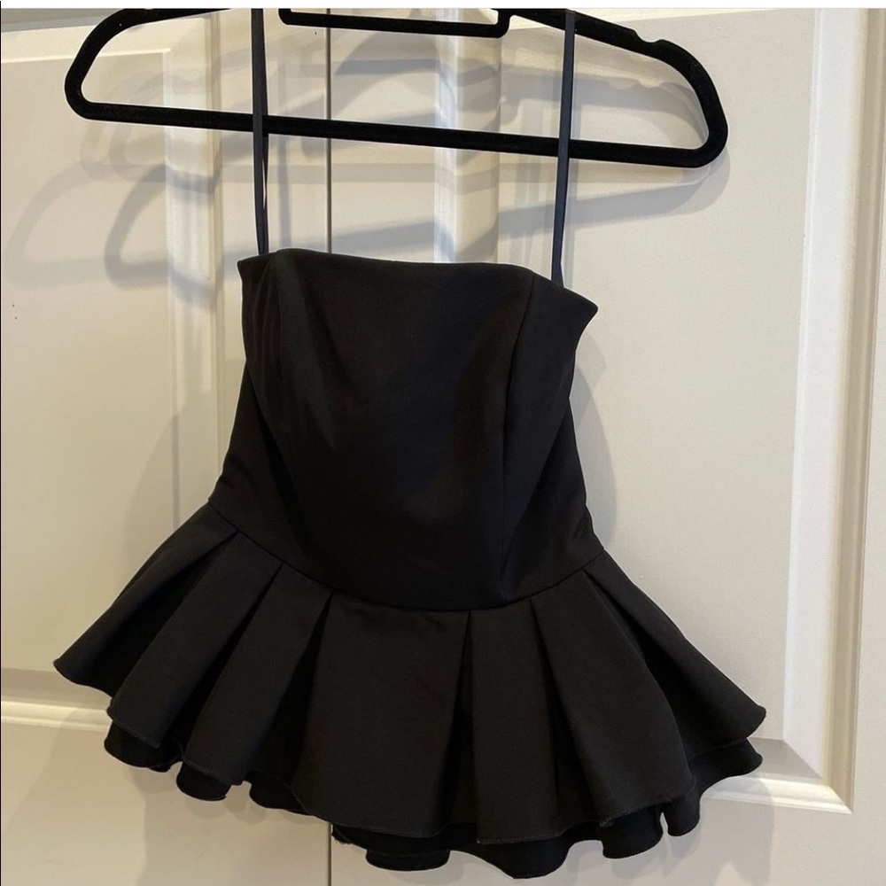 AKIRA Strapless Black Peplum Top